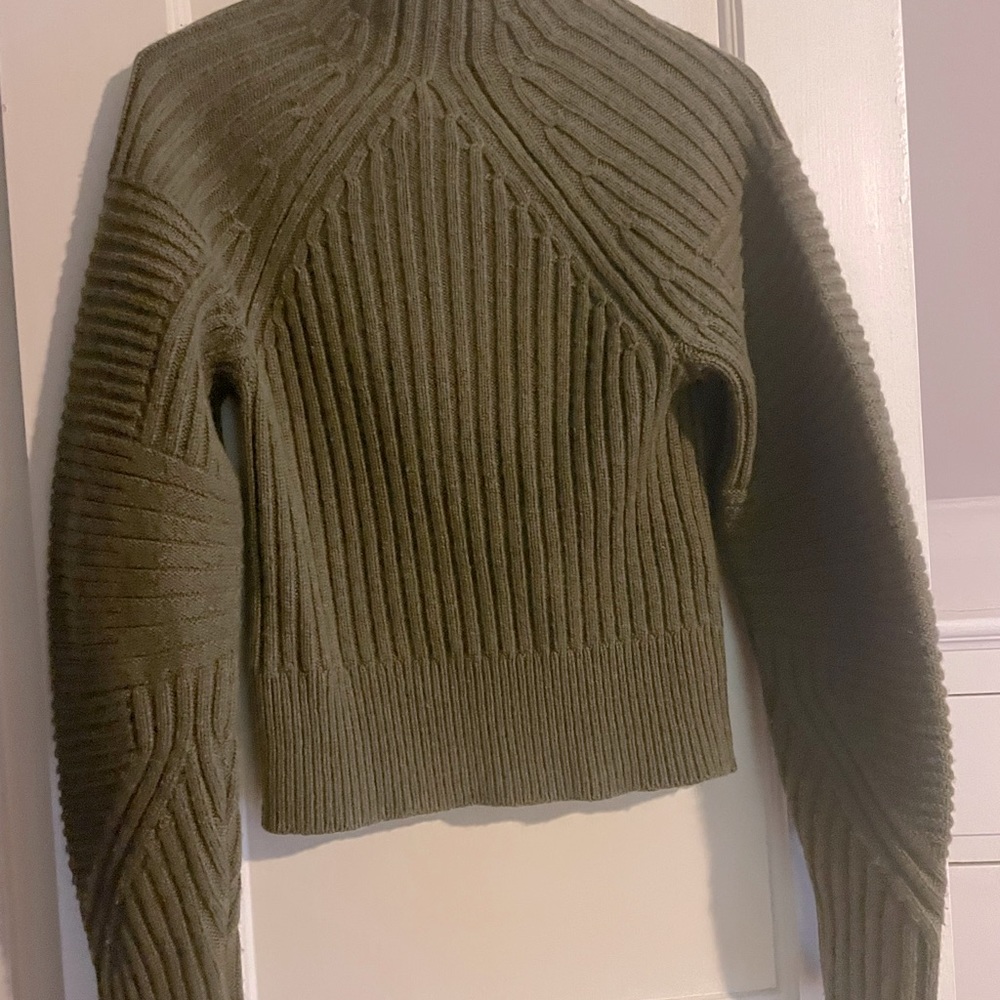 Rag & Bone Oakes wool mock neck mid weight sweater XSM army green